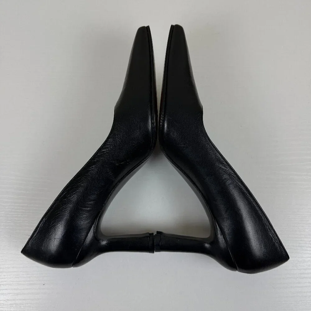 New Stuart Weitzman Black Leather Heel Pumps